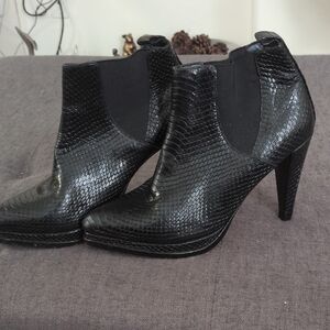 Black Textured Ankle Boots